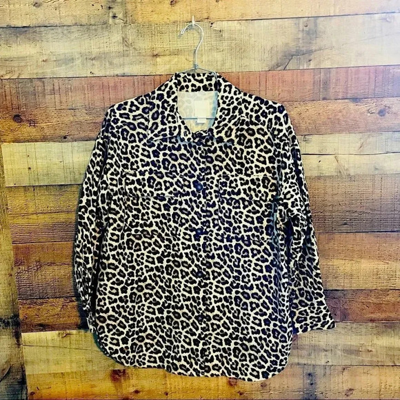 NWT H&M Leopard Cotton Twill Shirt Jacket/Shacket - Picture 3 of 5